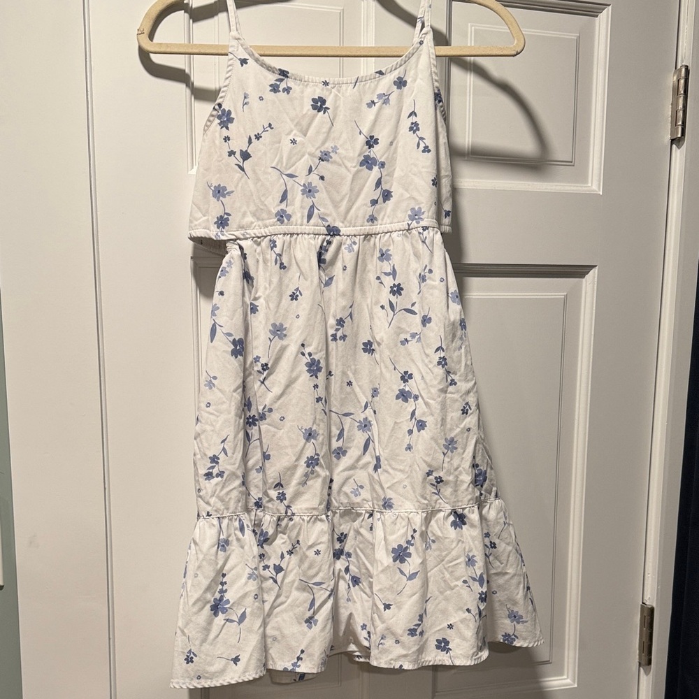 Abercrombie kids White Dress with Blue Floral Print, 15/16